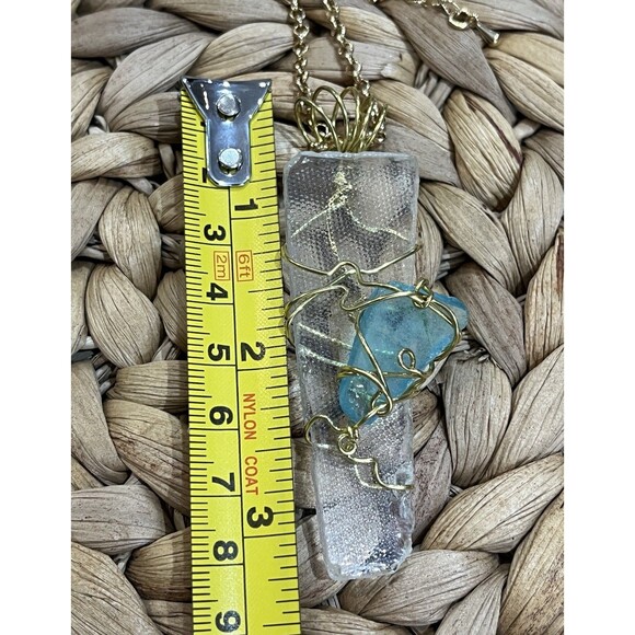 Authentic White&Teal Sea Glass From North Carolina Wrapped Silver Tone Coastal - Picture 6 of 8